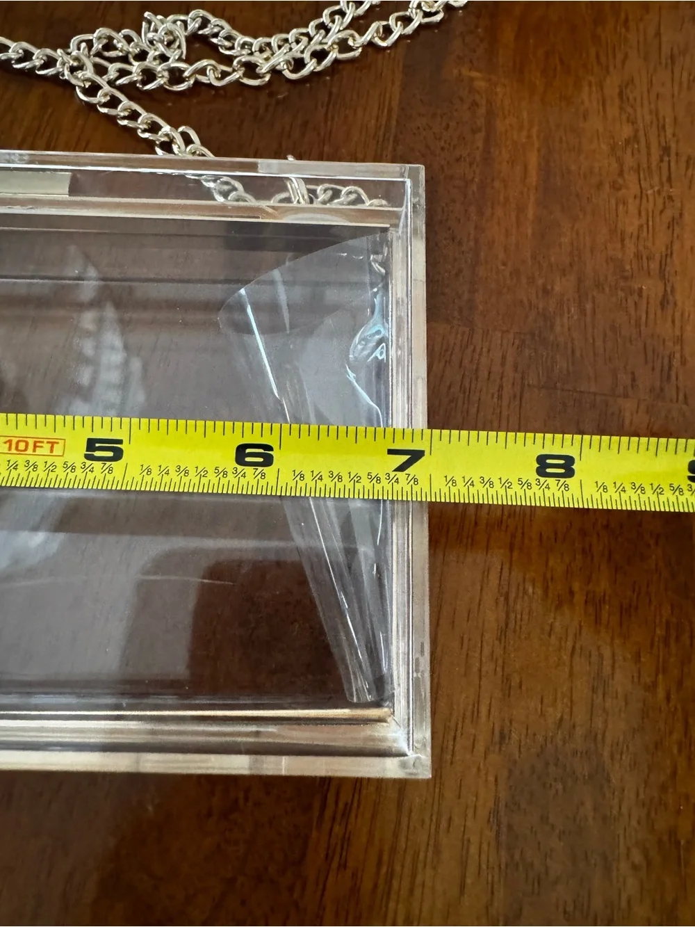 Clear Acrylic Crossbody Clutch with Gold Chain